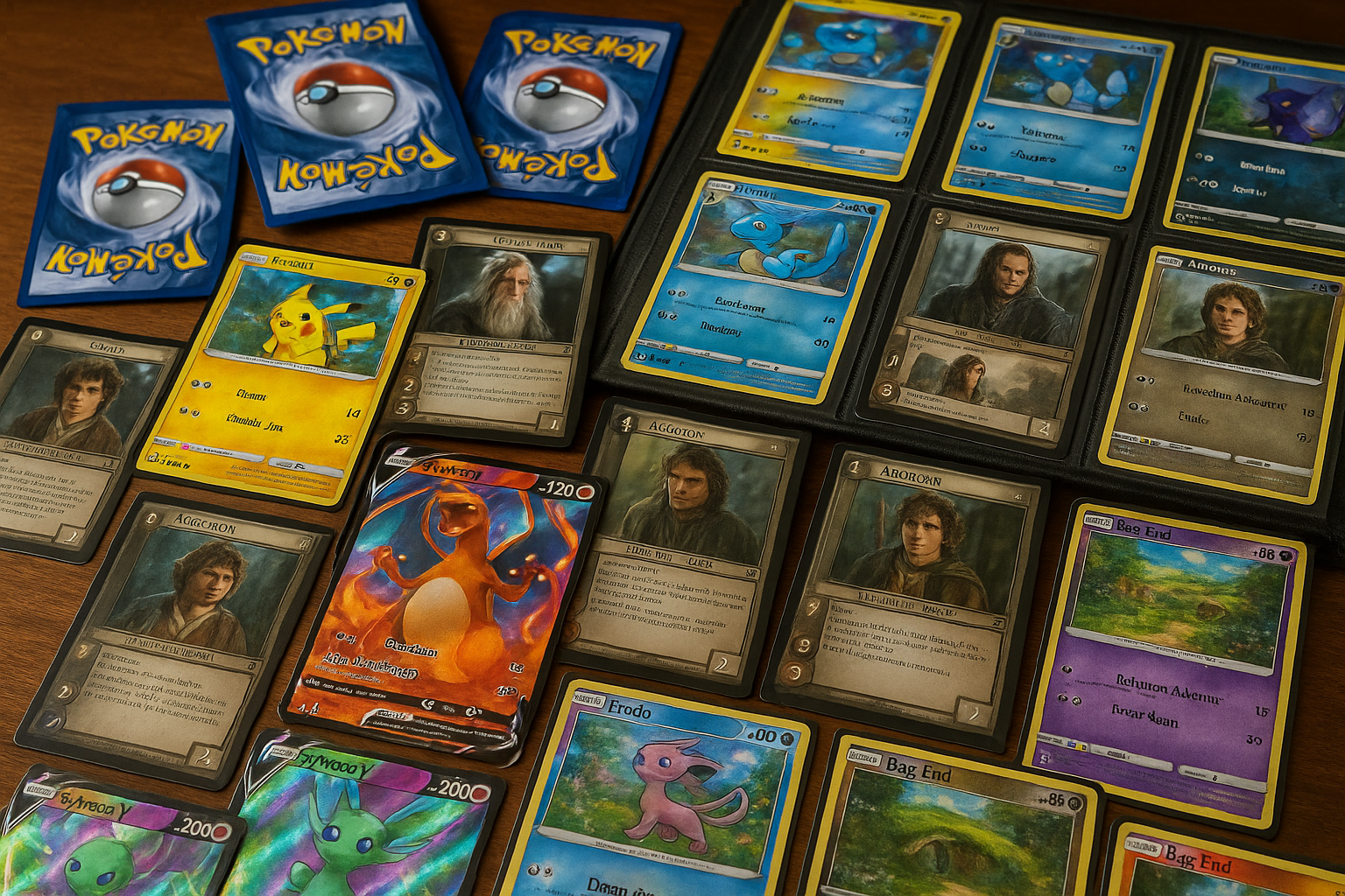 card pokemon and lord of the rings tcg collection